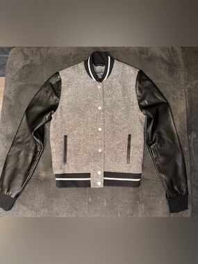 Abercrombie & Fitch Black and Gray Bomber-Style Jacket